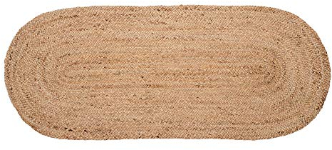 LOLAhome Alfombra Rústica Trenzada Ovalada Beige de Fibra Natural de 170x70 cm