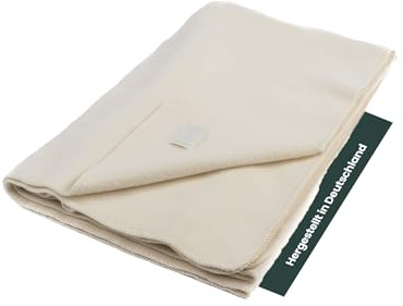 Ritter Decken Karlsbad Schurwolldecke 100 x 150 cm - Weiß | Warme Naturhaardecke aus 100% Merino-Schurwolle, ideal als Wohndecke, Tagesdecke & Sofadecke, weich, Made in Germany