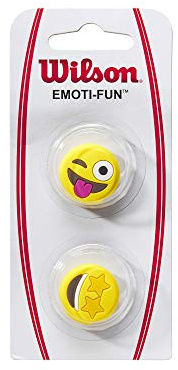 WILSON Emoti-Fun Tennis Dampeners - 2 Pack, Winking Tounge Out/Star Eyes Emojis,Yellow