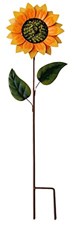 RTWAY Metall-Sonnenblumen-Windmühle, Sonnenblumen-Windmühle, Sonnenblumen-Statement, Windmühle, Rasen, Windräder, Garten, Windspiel für Outdoor, Terrasse, Rasen, Hof, Gartenparty