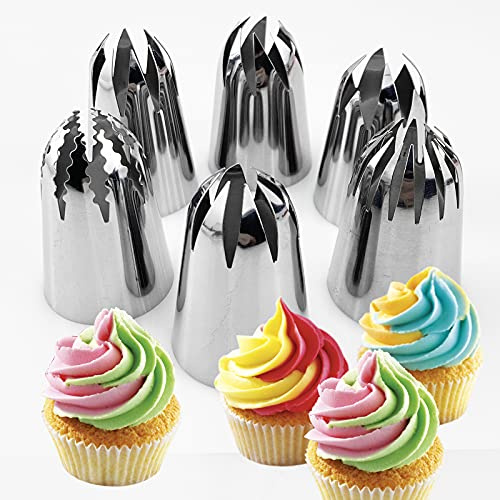 Douilles Pâtisserie - 6 pcs Énorme DIY Kits pour Décoration de Gâteaux pour Gâteau, Cupcake Biscuit, Cookies Dessert Pâtisserie
