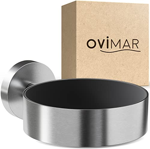 Ovimar Soporte para secador de pelo Ronne | acero inoxidable | plata | con montaje en pared | con acolchado | para taladrar | soporte para secador de pelo en el baño