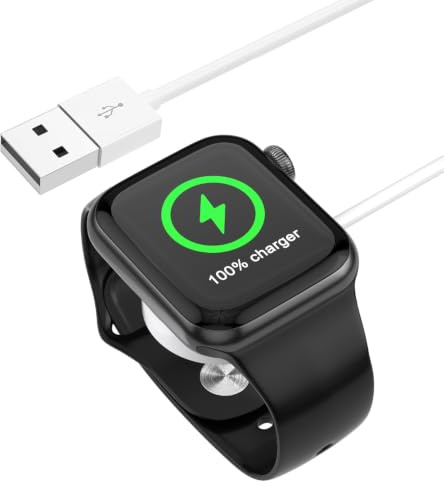 Chargeur Compatible avec Apple Watch, Câble de Recharge Magnétique Compatible avec iWatch Series SE 10 9 8 7 6 5 4 3 2 Ultra 45mm 44mm 42mm 41mm 40mm 38mm, USB 1M Câble de Charger Montre