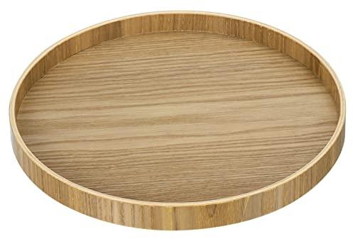 PATIKIL Madera Servir Bandeja 9 Pulgadas, Redondo Decorativo Plato para Hogar Decoración Cocina Mesa Portavelas