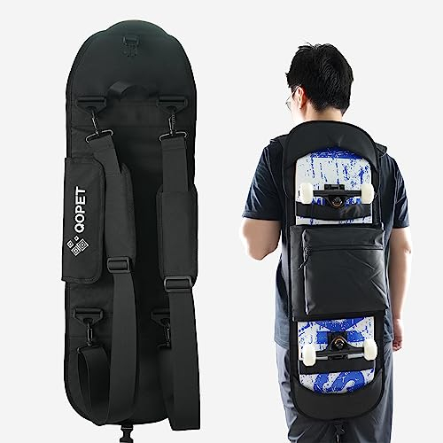 QOPET Skateboard Tasche aus verdicktem 900D Oxford, Cruiser Board Tasche Elektrische Skateboard Tasche Wasserdicht Rucksack für Skateboarding