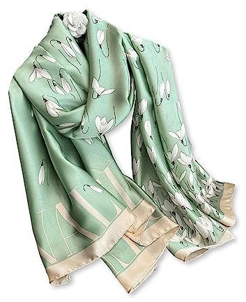 LumiSyne Seidenschal Damen Blume Gedruckt Muster Mode Eleganten Stil Warme Weich Seidentuch Lange Halstücher Sonnencreme Stola Ganzjährig