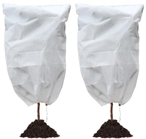 Happybase 2Stk Winterschutz Schutzhülle für Pflanzen, 80x120cm Pflanzenschutz Frostschutz Kübelpflanzensack für kübelpflanzen mit Zugband, Winter Pflanzenschutzsack Frostschutz, Winter Plant Covers