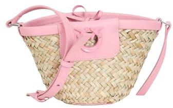 Pinko Damen Eimer Classic Bast + VIT.nappato Tasche, Cp1b_Natur/rosa-Block Color