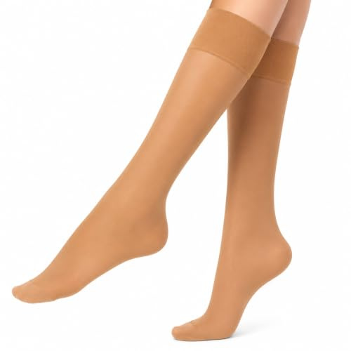 Lieblingsstrumpf24 5er Pack Kniestrümpfe 20 den Transparent oder 40 DEN Nylon Feinkniestrümpfe breiter Komfortbund Damen