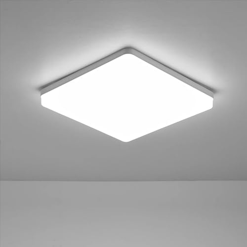 LED Deckenleuchte, 20W Deckenlampe LED Lampen 6000K Kaltweiß Badlampe Decke Badezimmerlampe Badleuchte ideal Flach Rund Quadrat für Badezimmer Schlafzimmer Wohnzimmer Küche Balkon Flur (Quadrat（30W）)