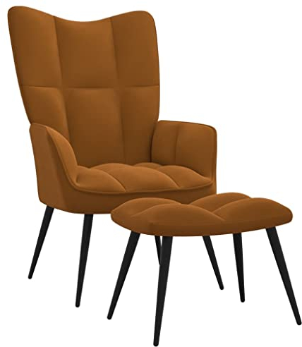 DYRJDJWIDHW Sessel,stillsessel,schaukelstuhl Wohnzimmer,Relaxsessel mit Hocker Braun Samtpapasansessel,relaxliege,Rocking Chair,stillstuhl,