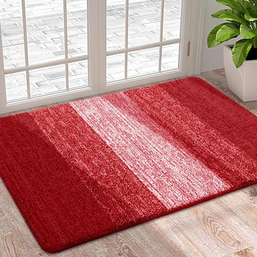 Homaxy Door Mats Indoor, Machine Washable Soft Doormats, Dirt Trapper Super Absorbent Entrance Rug, Non-slip Floor Mats For Inside, Front Back Door, Pets and Dogs (50 X 80 cm, Red)