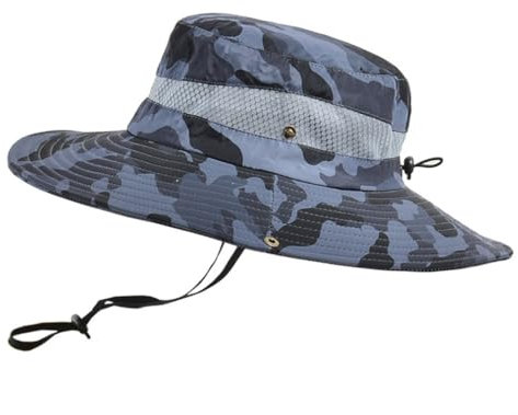Wisafory Sombrero de pescador de verano, sombrero de arbusto, sombrero de ala ancha, sombrero de playa, sombrero de pescador, sombrero de protección solar, sombrero de sol para jardinería, viajes,