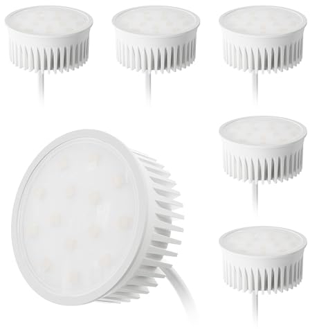 KYOTECH 6er Set LED Modul Warmweiss 3000K flach 50mm 5W 230V Warmweiß 400LM 120 Grad Abstrahlung für Standard Einbaustrahler Ultra flach nur 23mm zum Austauschen von GU10 & MR16 Halogen Leuchtmittel