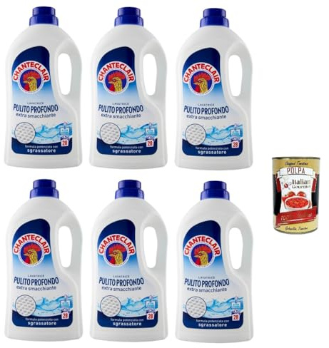 Italian Gourmet CHANTECLAIR Italian Gourmet Pulito Profondo detersivo | Flüssigformel für bucato fresco, 28 lavaggi je Flasche; gegen hartnäckige, Gesamtnettogewicht 7,56 L + Kostenlos Polpa 400g