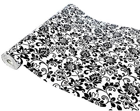 Klebefolie Möbel 45x100 cm | Möbelfolie selbstklebend im Deko-Stil - wasserfest und einfach anzubringen | Folie für Möbel ideal für Küche,Bad und kreative Raumgestaltung | Heritage Black White Schwarz
