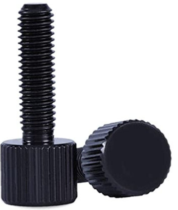 Handdrehschraube, Rändelmuttern, 10 Stück, M2-M5 * 5/6/8/10/12/15 mm, Stahl, schwarze Rändelung, flacher Kopf, Rändelschraube, Handfestschrauben, M6 x 20 mm (Farbe: 10 Stück, Größe: M5 x 16 mm) (Colo