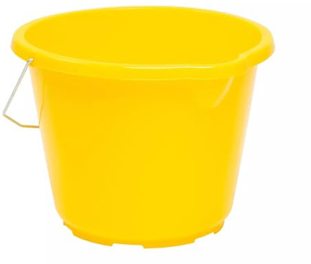 10L Plastic Yellow Bucket Heavy Duty Builders Water Storage Strong Metal Handle