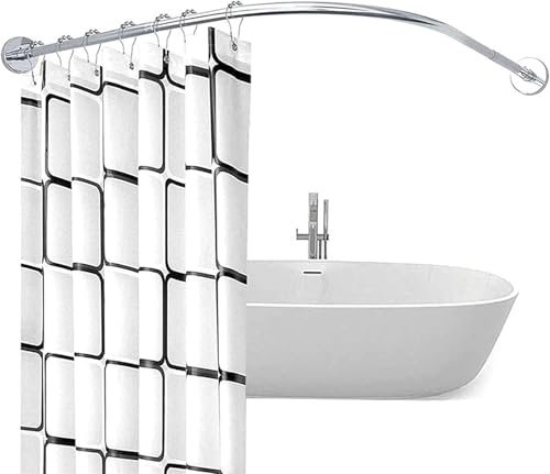 WTTWW Duschvorhangstange Gebogen L Form Badewanne Edelstahl Duschstange Ecke Badewanne Edelstahl Teleskopstange Eckduschstange für Umkleidekabine,70×90cm× 80×110cm