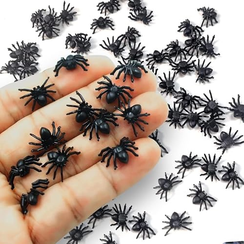 YUNHENTONG Ragni Halloween, 50 PCS Ragni Finti Halloween, Ragno Finto Realistico, Decorazioni Ragnetti Plastica, Ragno Realistico Decorazione di Halloween, Scherzi Halloween Spaventosi