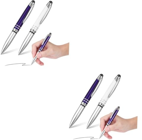 VILLCASE 4stücke Kugelschreiber Mit Touchscreen Stylus Multifunktionale Schreibgeräte Mit Taschenlampe Für Büro Und Alltag Blauer Und Weißer Stift