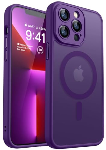 CANSHN für iPhone 13 Pro Max Hülle mit Kameraschutz, Dunkelviolett | Vollständiger Kameraschutz, kompatibel mit MagSafe, lichtdurchlässig, matt, militärischer Schutz, kratzfest, schmale Passform