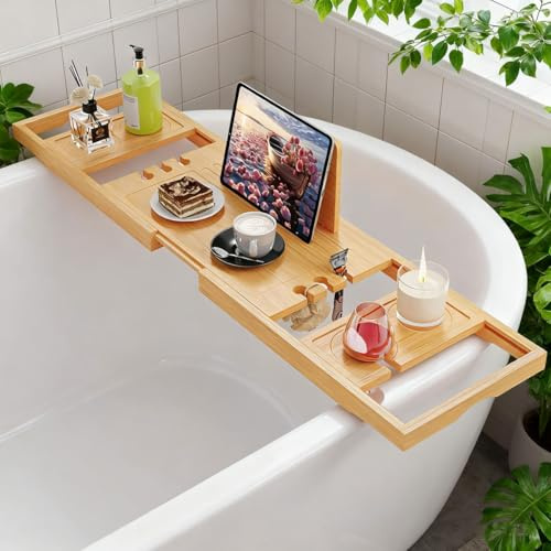 Bathtub Tray,Bath Tray for Tub,Bath Tub Tray Wood,Bath Caddy Tray for Bathtub,Bathtub Trays for Tub, As Gifts for Women Or House Warming Gifts New Home