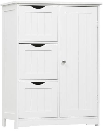 EUGAD Badezimmerschrank Weiß Kommode mit Schubladen für Badezimmer,Badschrank Schmal Schrank 30cm Tief for Wohnzimmer Küche Badezimmer 60 cm Breit