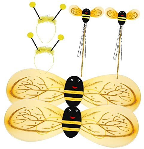 TOYANDONA 2sätze Junge Mädchen Bienenflügel Mit Stirnband Und Zauberstab Für Bienenkostüm Cosplay Partykleidung Performance Bienen-Cosplay-zubehör