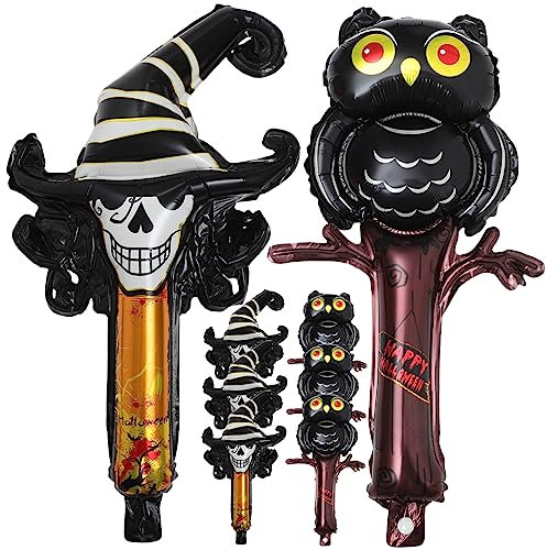 CHILDWEET 8pcs Miniature Skeleton Balloons Halloween Skull Aluminum Foil Balloons Decorations