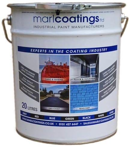 marlcoatings 20L Masonry paint for pebbledash, concrete, render and brick. Acrylic resin technology with an advanced formulation. (BLACK)
