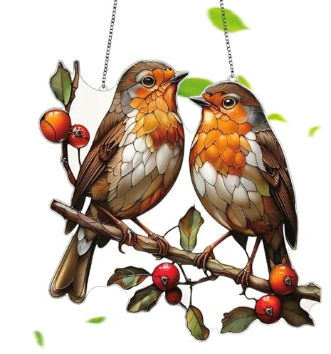 Sonnenfänger Buntglas Vogel, Hängende Fensterdeko Modern, Fensterdeko Hängend Modern, Vogel Buntglas Deko, Gefärbte Acrylvögel Sonnencatcher
