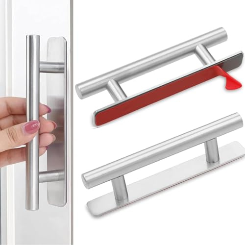 2 Stk Selbstklebende Möbelgriffe Schrankgriffe Edelstahl Türgriffe Schrank | Türgriffe Schrank Ohne Bohren, 149mm Silber Schrank Griffe, Schrankgriffe für Küche und Kleiderschrank