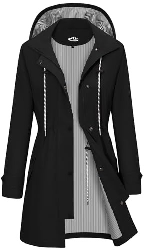 RITOSTA Womens Waterproof Jackets Hooded Lightweight Rain Coats Ladies Windbreaker with Pockets Long Raincoat Functional Outdoor Jacket for Walking Camping Hiking Cycling