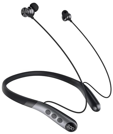 YADGS Neckband Bluetooth Headphones, 60H Playtime, IPX5 Sweatproof, Noise Cancelling Mic, Magnetic Earbuds – Wireless Bluetooth 5.x Headset for Running, Gym, Work & Travel