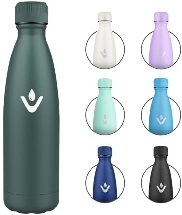 Botella Termica 500ml, Cantimplora Reutilizable a Prueba de Fugas, Botella Agua Acero Inoxidable con Doble Pared, Botella Agua sin BPA para Gimnasio, Oficina, Colegio, Senderismo, Deporte, Outdoor