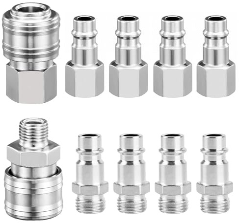 10 Pièces Raccord Pneumatique Métallique 1/4 | Filetage Bsp, Compatible Avec Tuyaux & Compresseurs, Embouts Inclus, Facile à Brancher, Étanche Et Résistant.