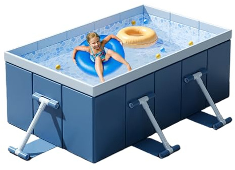 Piscine non gonflable - Piscine démontable - Bol en plastique rigide - Piscine familiale portable en PVC 210 x 150 x 51 cm avec 5 couches de matériau composite et support en I - 10,2 kg - Idéale pour