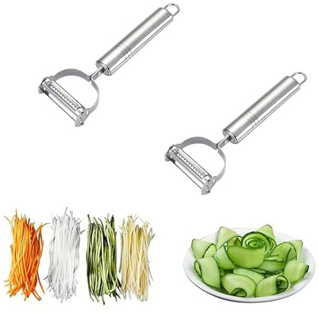 Éplucheur de légumes de Cuisine en Acier Inoxydable, Éplucheur Julienne Multifonction, éplucheur Fruits et légumes Multifonctionnel for la Maison (2pcs)
