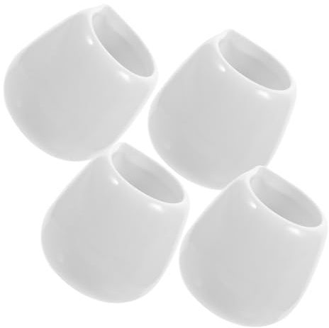 UTHCLO Lot De 4 Mini Saucières En Céramique Blanche, Petits Récipients à Sauce Avec Bec Verseur Pratique, Résistantes Au Congélateur, Adaptées Pour Repas à Domicile Et Sorties En Plein Air