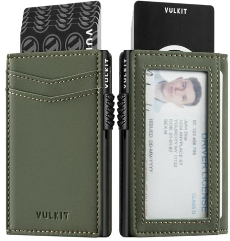 VULKIT Smal Kreditkortshållare RFID-spärrkortsplånbok för Män Automatiskt Pop-up Visitkortsfodral för Kort och Sedlar med Magnetisk Stängning