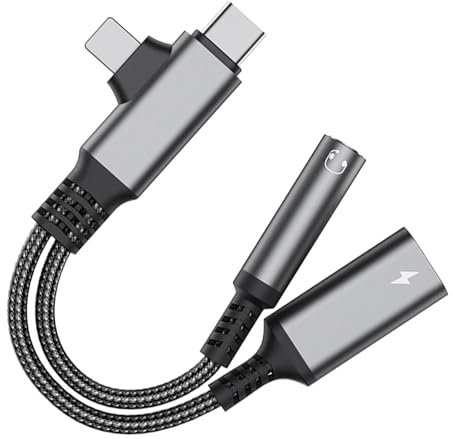 HHEETTT USB C-hörlursadapter, 2-i-1 typ C till 3,5 mm jack adapter, USB C till snabbladdning aux-ljud för mobiltelefon