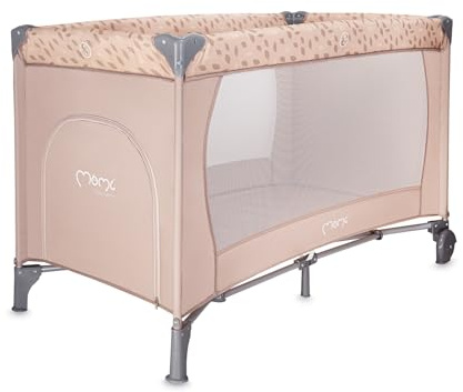 Momi BELOVE Reisebett für Kinder bis 15 kg Körpergewicht, B65 x L125 x H78 cm (faltbar 21 x 23 x 80 cm), Kinderreisebett mit Matratze, 2 Rädern, Transporttasche