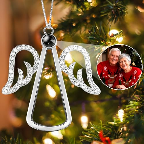 Easycosy personalisierte Schneeflocke Weihnachtsbaumschmuck mit Foto an Weihnachtsbaum, hängende Projektion Anhänger mit Bild im Inneren, Home Decor Weihnchten Geschenke für Familien - Xmas Ornament