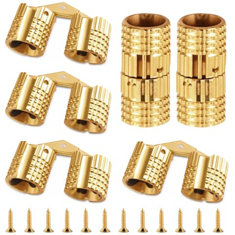 Vunanvu 6 PCS Bisagras Barril 8mm, Bisagra Invisible de 180° Ángulo de Apertura, Bisagras de Latón para Armarios, Bisagra Oculta Cilindrica para Muebles, Mini BisagrasOcultas para Cajas de Joyería