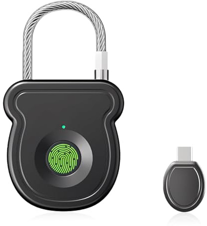 Fingerabdruck Schloss, Fingerabdruck Vorhängeschloss, Elektronik Klein Fingerprint Smart Lock, Smart Schloss Wasserdicht, kleines Smart Vorhängeschloss für Spind Gym Büro Haus Garten Schrank