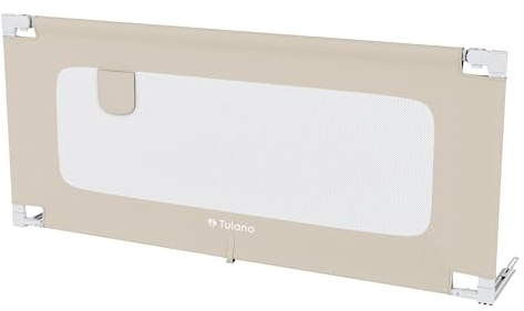 TULANO Cover 46 Bettgitter Kinderbett - Sicherheitsgitter Absenkfunktion - 18-Fach höhenverstellbar - Bettschutzgitter 160 cm - Rausfallschutz für Standardbetten - Für Matratzen 10–28 cm - Beige