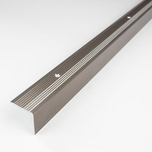 2 Meter (2 x 1 m) Treppenkantenprofil (30 mm x 30 mm) Alu, spezialemail, nachl.n Rillen, gebohrt, dunkelgrau