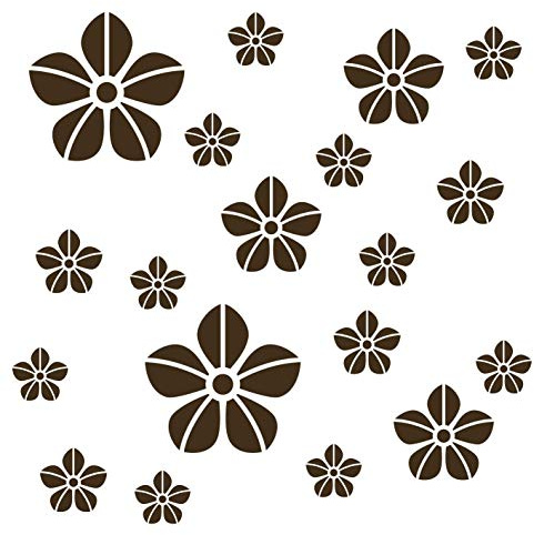 kleb-Drauf® | 19 Blumen | Braun - matt | Wandtattoo Wandaufkleber Wandsticker Aufkleber Sticker | Wohnzimmer Schlafzimmer Kinderzimmer Küche Bad | Deko Wände Glas Fenster Tür Fliese