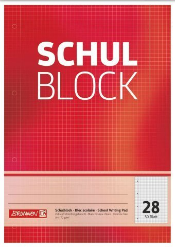 papieto Schulblock/Schreibblock (Din A4-50 Blatt/gelocht) LINEATUR FREI WÄHLBAR (Lineatur 28)
